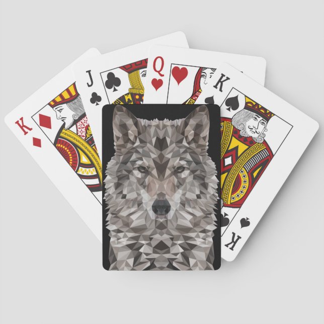 Jeu De Cartes Portrait géométrique du loup gris (dos)