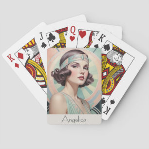 Jeu De Cartes Portrait Inspiré Art Déco Femme Lady Personnalisé
