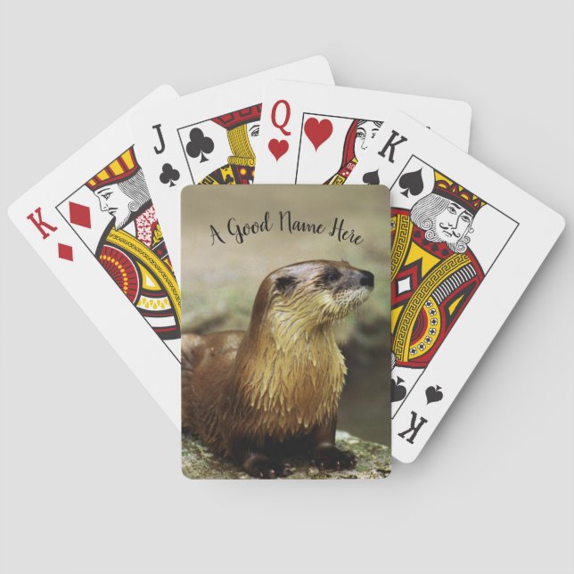 Jeu De Cartes Portrait Otter personnalisable avec le nom (dos)