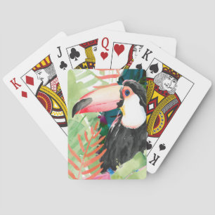 Jeu De Cartes Portrait toucan avec Feuilles tropicaux