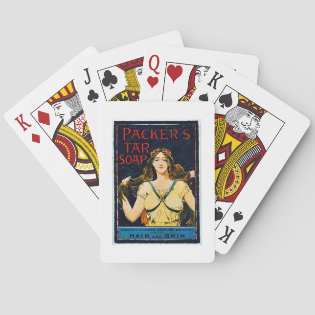 Jeu De Cartes Poster advertising 'Packer's Tar Soap' (colour lit (dos)