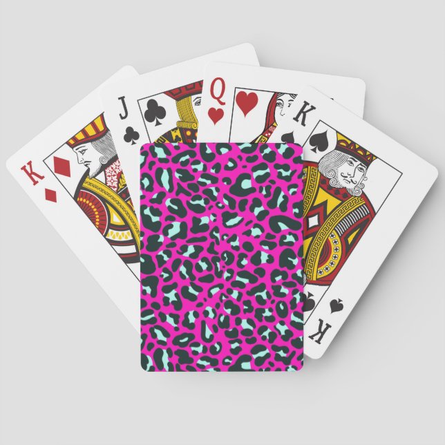 Jeu De Cartes Poster de animal de Cheetah Leopard rose moderne (dos)