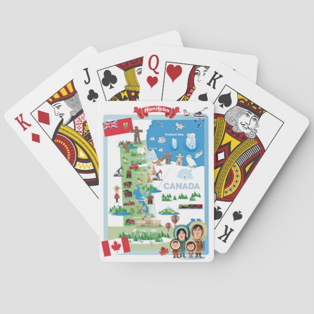 Jeu De Cartes Poster de dessin du Manitoba Canada (dos)