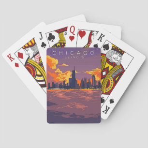 Jeu De Cartes Poster de voyage vintage Chicago Jouer aux cartes