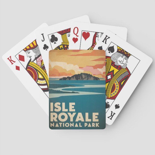Jeu De Cartes Poster rétro du parc national de l'Isle Royale (dos)
