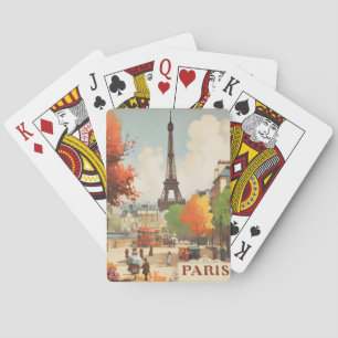 Jeu De Cartes Poster Vintage voyage de la Tour Eiffel de Paris