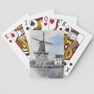 Jeu De Cartes Poster Vintage voyage de Pays-Bas et moulin
