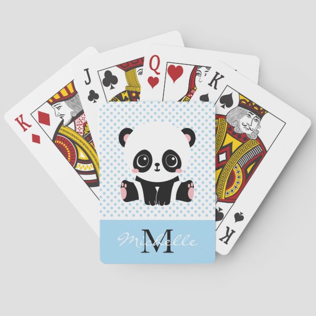 Jeu De Cartes Pot Polka personnalisé Monogram Cute Panda (dos)