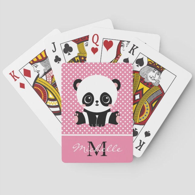 Jeu De Cartes Pot Polka personnalisé Monogram Cute Panda (dos)