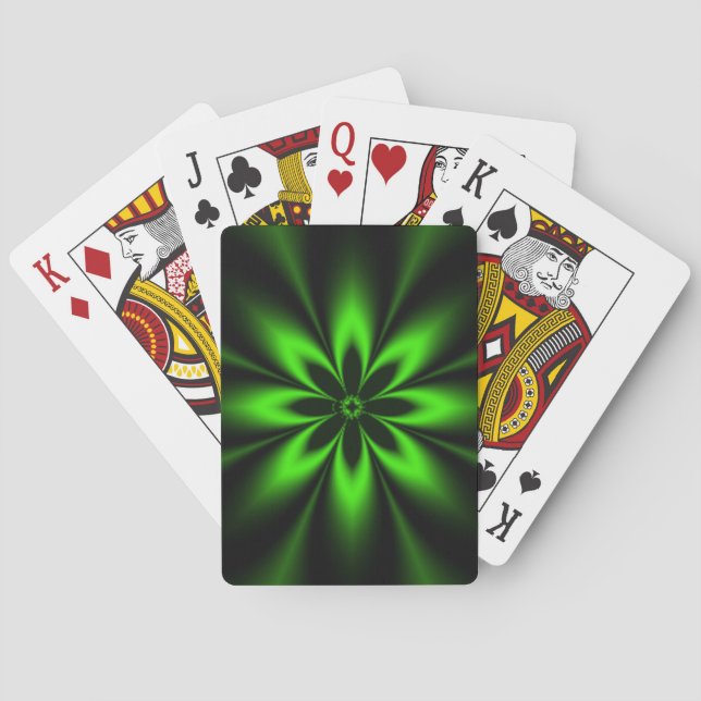 Jeu De Cartes Poussée de Fleur Verte Fractale (dos)