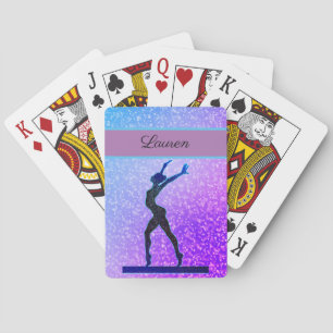 Jeu De Cartes Poutre de Gymnastique Pailletée Bleue et Violette