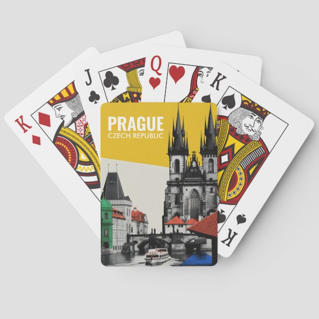 Jeu De Cartes Prague République tchèque Collage de la vue panora (dos)