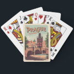 Jeu De Cartes Prague République tchèque Travel Art Vintage<br><div class="desc">Design de voyage vectoriel rétro Prague. Prague,  capitale de la République tchèque,  est divisée par la rivière Vltava. Surnommée "la Ville des Cent Spires",  elle est connue pour son Carré de la Vieille Ville.</div>