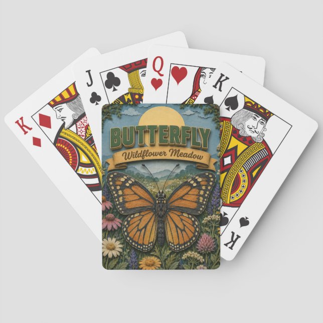 Jeu De Cartes Prairie de fleurs sauvages papillon POPCUT (dos)