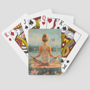 Jeu De Cartes Prairie du Coucher de Soleil Méditation avec Papil