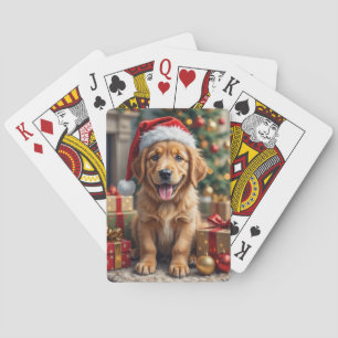 Jeu De Cartes Premier Noël de chiot Retriever doré Festif