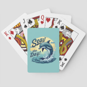 Jeu De Cartes Prenez la Mer Rétro Dauphin Esthétique Océanique