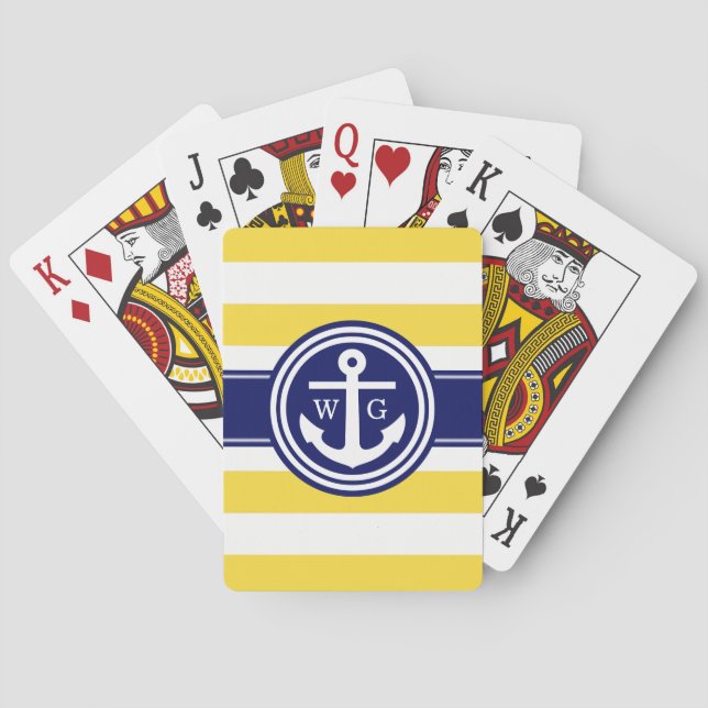 Jeu De Cartes Préparatoire Ancre Monogramme Rayure De Pineapple  (dos)