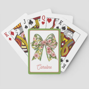 Jeu De Cartes Préparatoire Floral Rose et Vert Ruban Personnalis