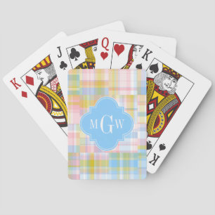 Jeu De Cartes Preppy Patchwork Madras Pastel Quatrefoil Initials