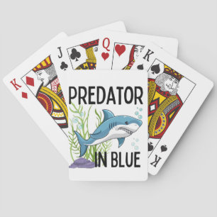 Jeu De Cartes prétateur en bleu, requin, style dessin animé