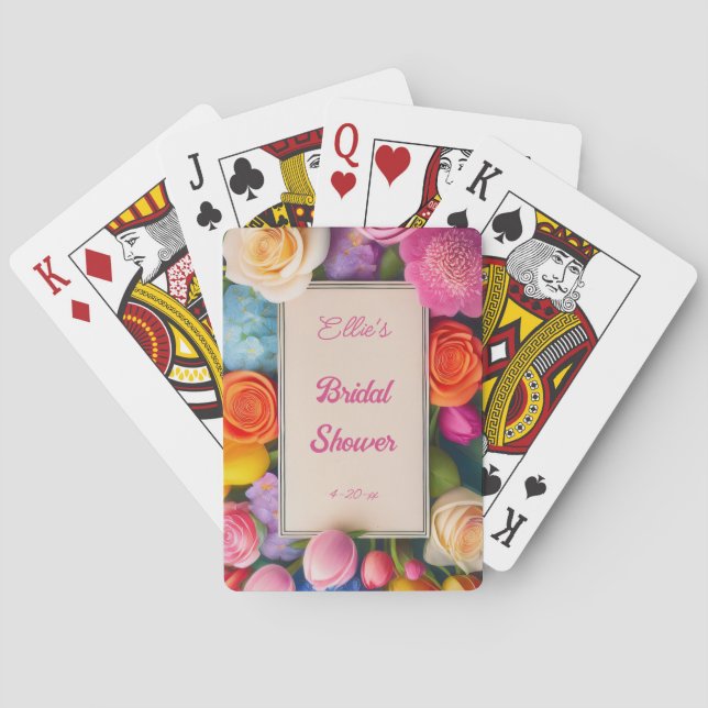 Jeu De Cartes Pretty Floral Framed Roses Tulips Hydrangea Event  (dos)