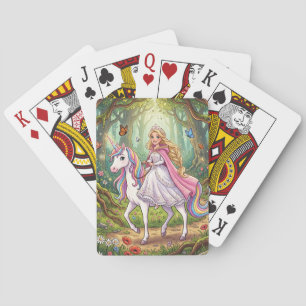 Jeu De Cartes Princesse de dessin animé chevauchant la licorne