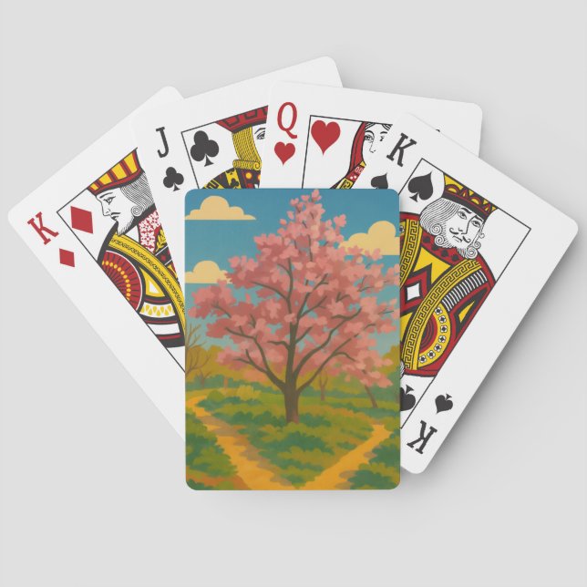 Jeu De Cartes Printemps Éveil - Paysage de l'arbre florissant (dos)
