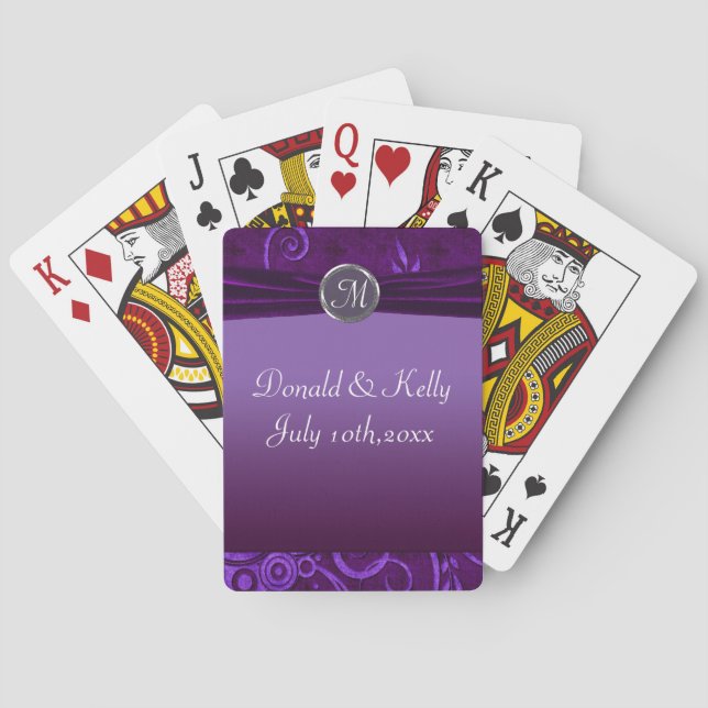 Jeu De Cartes Prune et remous pourpre de mariage de velours (dos)