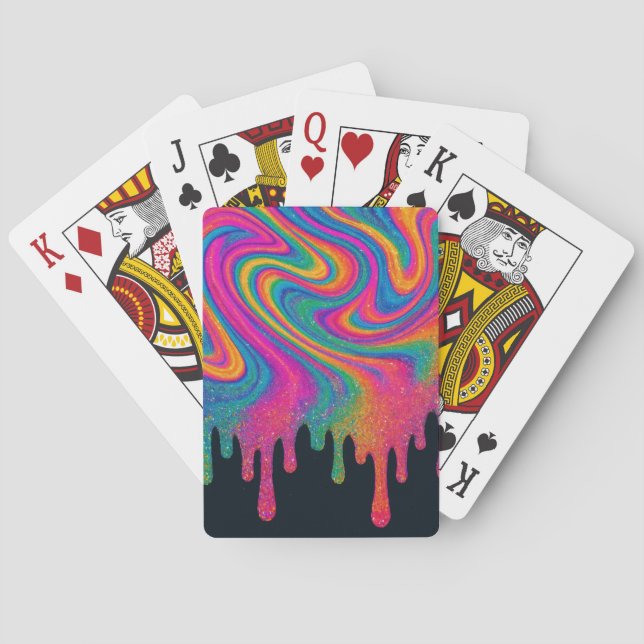 Jeu De Cartes Psychédélique Glitterie Neon Drippy Jouer des cart (dos)