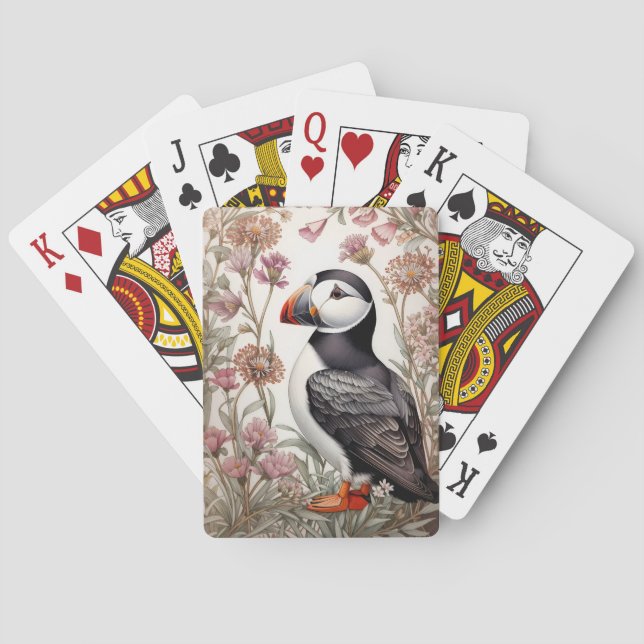 Jeu De Cartes Puffin élégant William Morris Fleur rose Inspiré (dos)
