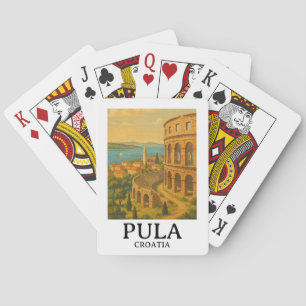 Jeu De Cartes Pula Croatia Travel Art - Coastal Cityscape
