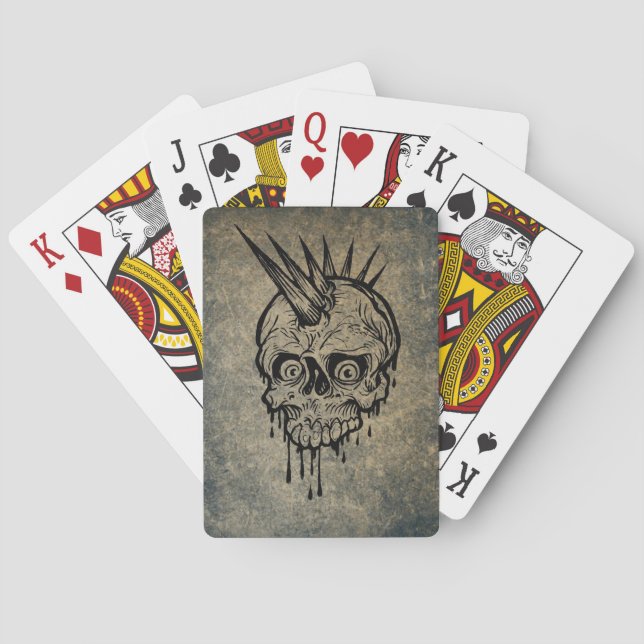 Jeu De Cartes Punk Rock Skull avec Mohawk  (dos)