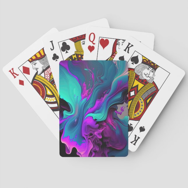 Jeu De Cartes Purple Aqua Turquoise Belle Flûte Abstraite (dos)