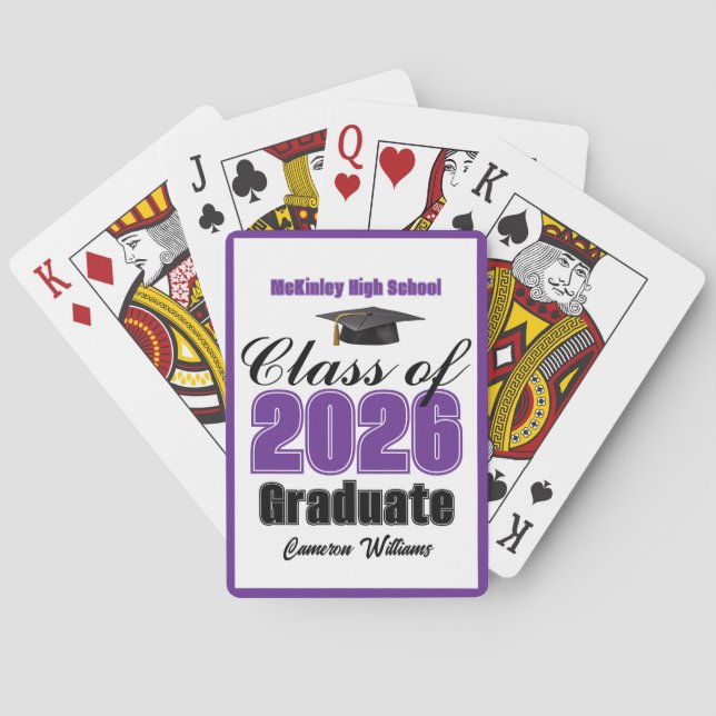 Jeu De Cartes Purple Class of 2026 Custom Graduation Party (dos)