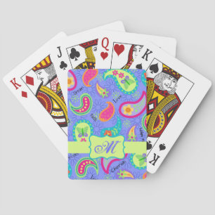 Jeu De Cartes Purple Lavender Moderne Paisley Motif Monogramme