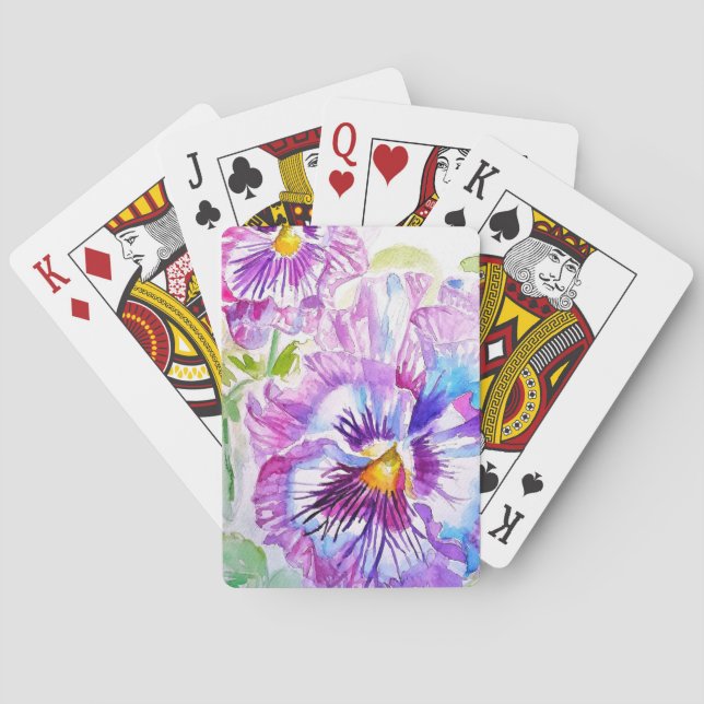 Jeu De Cartes Purple Pansy Watercolour Flower Playing Cards Set (dos)