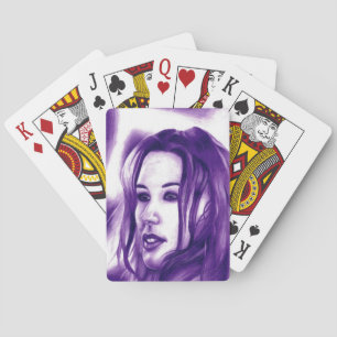 Jeu De Cartes Purple People Woman Portrait Art original