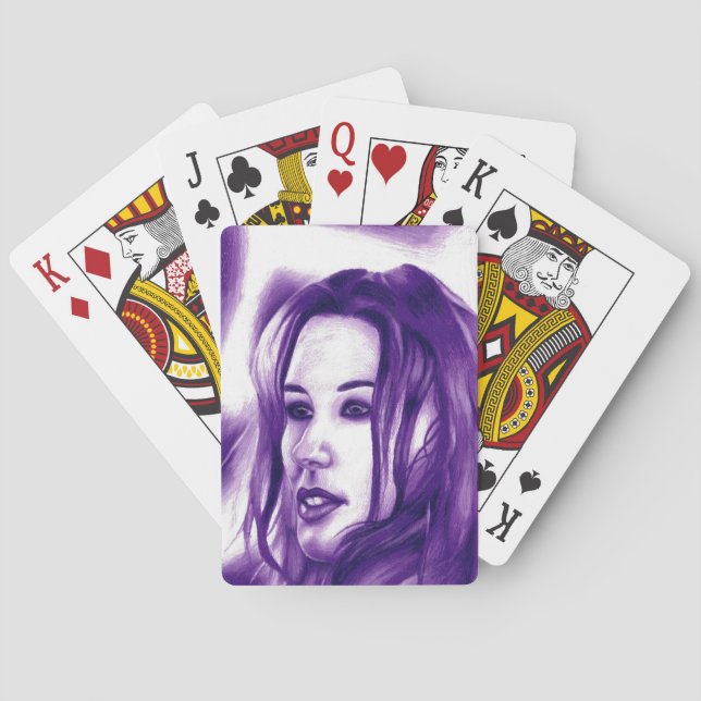 Jeu De Cartes Purple People Woman Portrait Art original (dos)