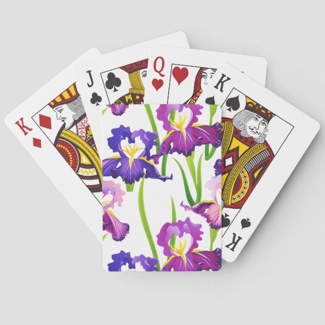 Jeu De Cartes Purple Rustique Pré Iris Fleurs Aquarelle (dos)