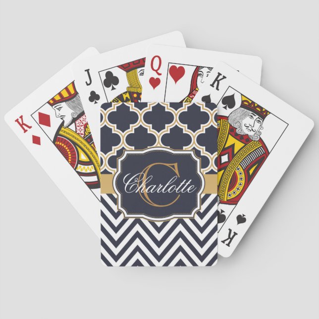 Jeu De Cartes Quatrefoil Chevron Monogram (dos)