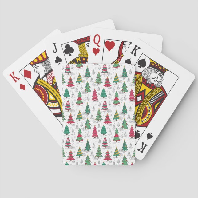 Jeu De Cartes Quirky Whimsical Decorated Christmas Trees Doodles (dos)