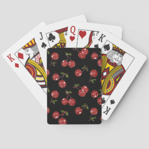 Jeu De Cartes RAB Rockabilly Très Cerises Cerises Sur Fond Noir