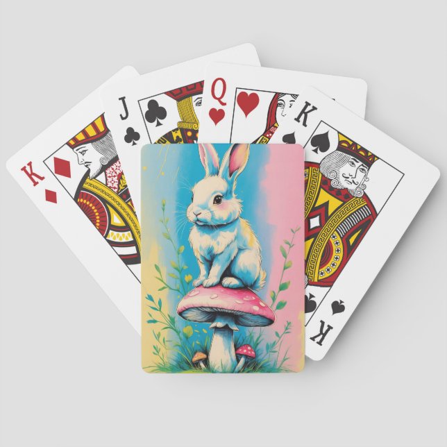 Jeu De Cartes Rabbit assis sur un Pastel aux champignons (dos)