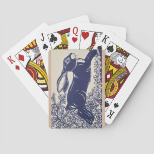 Jeu De Cartes Rabbit bleu Dedham, design bleu et blanc Vintage