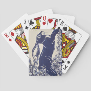 Jeu De Cartes Rabbit bleu Dedham, design bleu et blanc Vintage