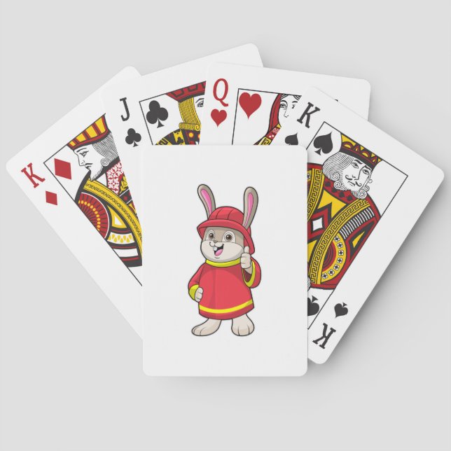 Jeu De Cartes Rabbit comme pompier avec casque (dos)