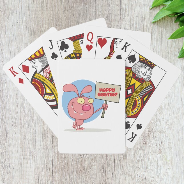 Jeu De Cartes Rabbit Tenant Un Symbole De Pâques Jouant Aux Cart (Créateur téléchargé)
