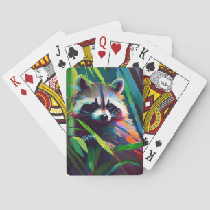 Jeu De Cartes Raccoon Animal Portrait Peinture Faune En Plein Ai