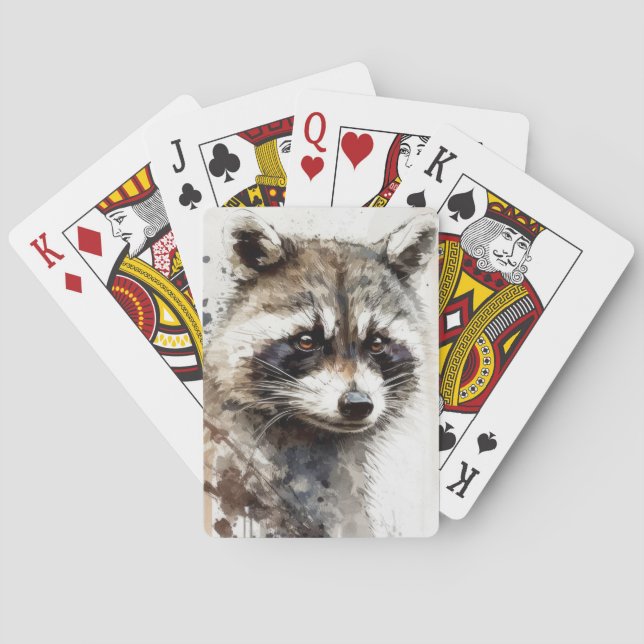 Jeu De Cartes Raccoon Portrait Animal Peinture Faune En Plein Ai (dos)